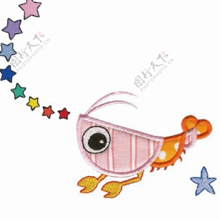 贴布动物鱼海洋生物粉红色免费素材