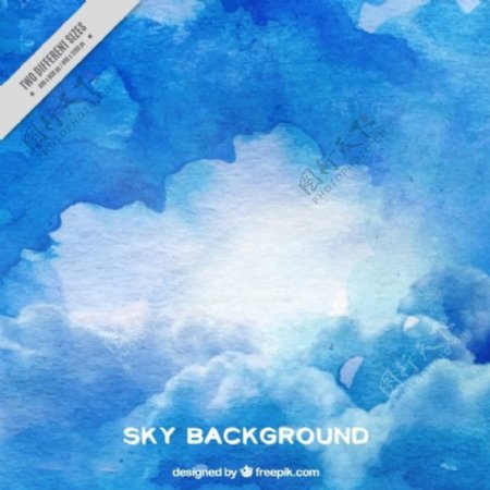蓝色的天空和云backgrpund染色
