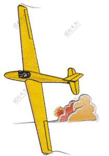 绣花飞机交通工具色彩黄色免费素材
