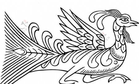 凤凰凤纹图案鸟类装饰图案矢量素材CDR格式0067