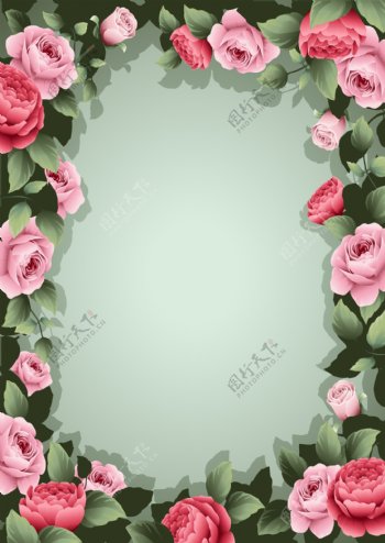 浪漫花朵边框背景