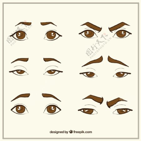 手绘草图收集眼睛和眉毛