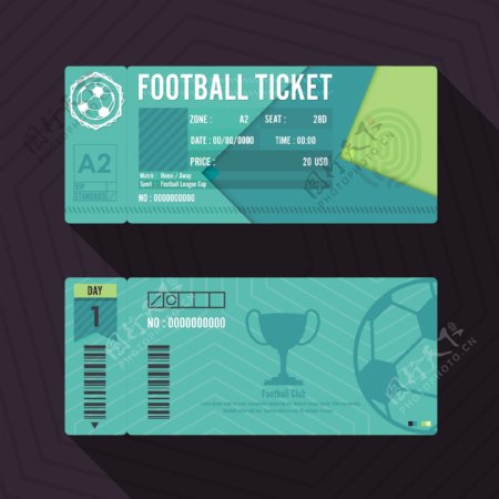 创意足球世界杯门票卡通矢量素材