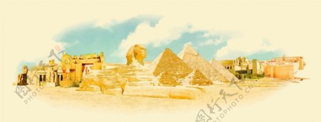 埃及景点建筑插画
