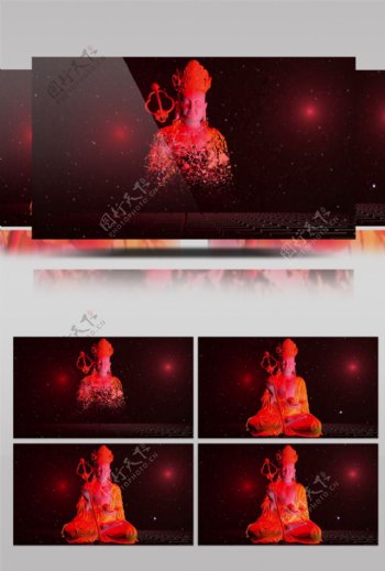 红色观音雕塑动态视频素材