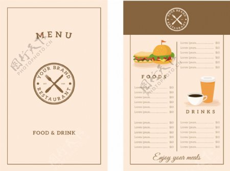 餐厅菜单的复古标志