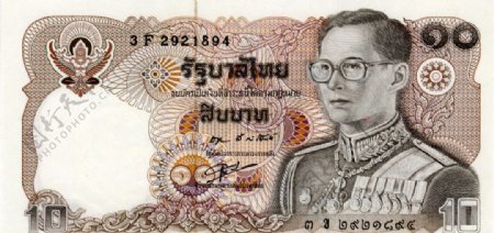 世界货币外国货币亚洲国家泰国泰铢货币纸币真钞高清扫描图