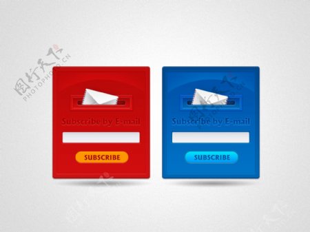 红蓝邮件订阅框图标设计