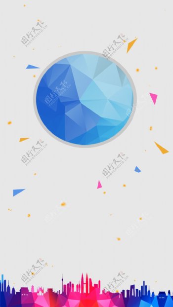 抽象蓝色几何圆球H5背景素材
