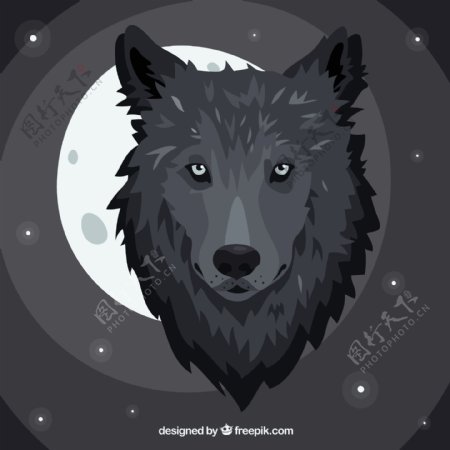 背景与狼和月亮
