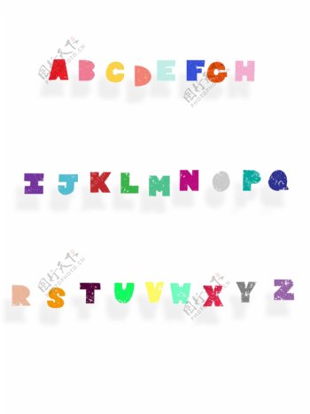 26个彩色裂痕艺术字母