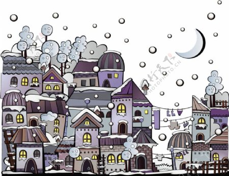 卡通万圣节城堡元素