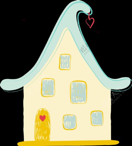 儿童绘画房屋png透明素材