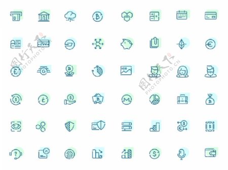 金融和科技类icon图标Sketch素材