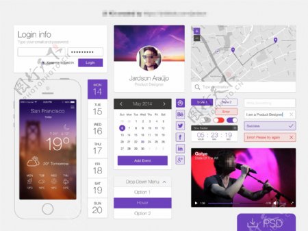 紫色网页UI界面设计素材