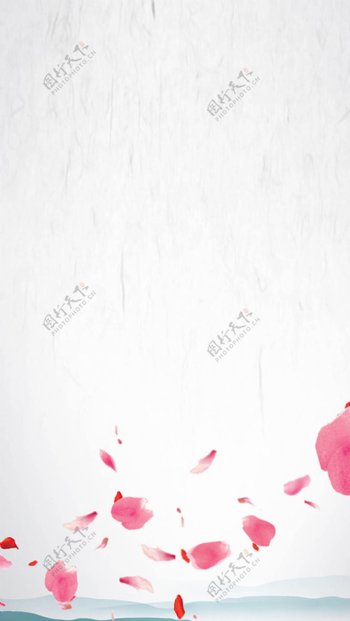 红色花瓣灰底H5背景素材