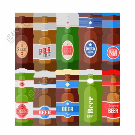 啤酒瓶平面元素图案
