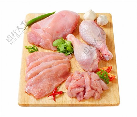 美味食物鸡胸肉蔬菜辣椒鸡腿生肉熟肉厨房