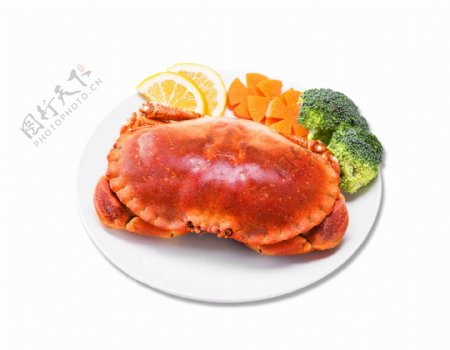 一盘美味螃蟹帝王蟹动物食物蟹黄秋蟹