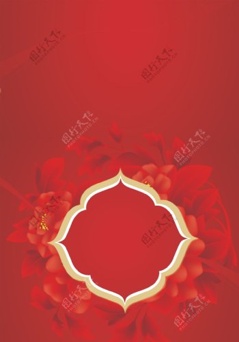 红色花卉背景模版