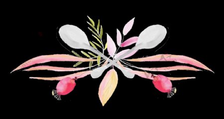 简约线条花卉透明装饰图案