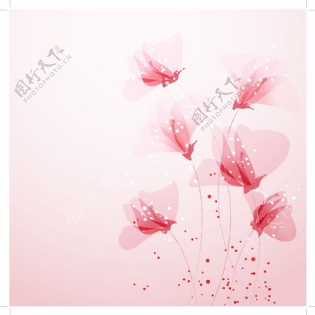 甜蜜粉色花卉卡通矢量素材