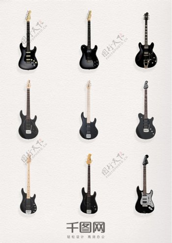电吉他黑色元素图案