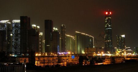 浏阳河入江口建筑夜景