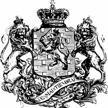 欧式荷兰狮子徽章花纹