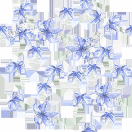 蓝色清新小花透明素材