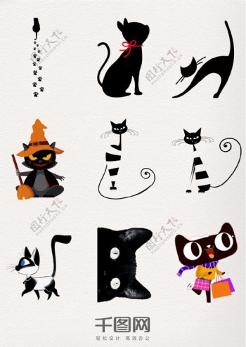 图案装饰元素黑猫