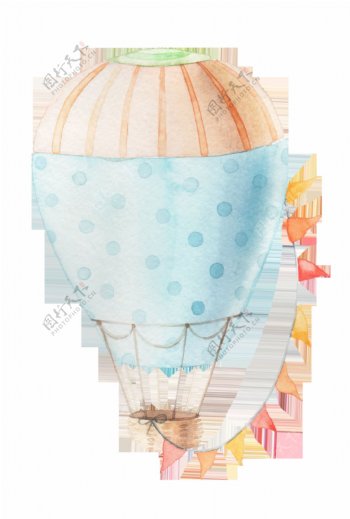 水彩升空热气球透明装饰素材