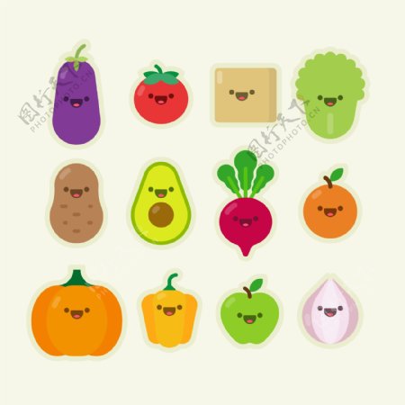 可爱卡通的蔬菜水果图标