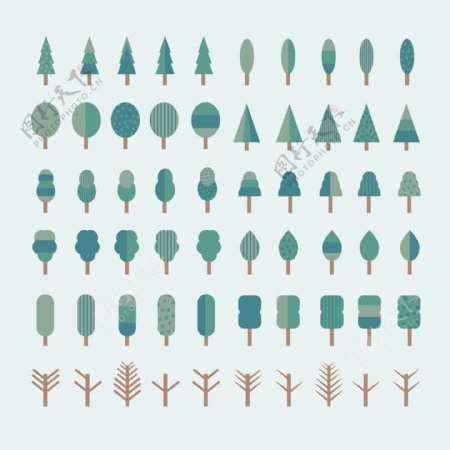 60款卡通树木图标矢量素材