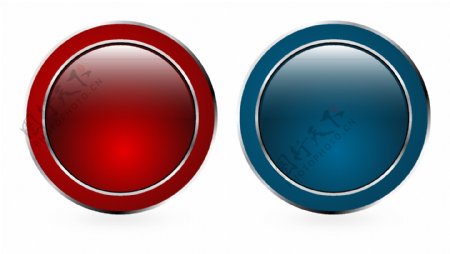 圆形红蓝按钮矢量素材