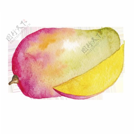 手绘水彩芒果卡通透明水果素材