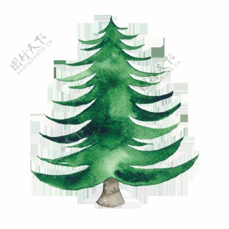 手绘水彩圣诞节小树透明素材