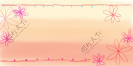纯手绘可爱水彩粉色花朵背景