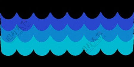 手绘蓝色几何海浪免抠png透明图层素材