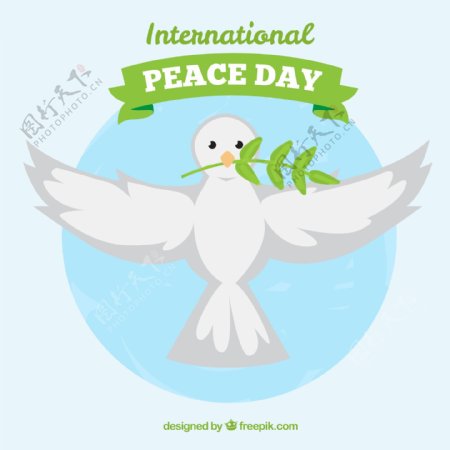 白色鸽子国际和平日贺卡矢量图