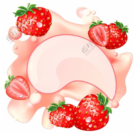 手绘新鲜草莓水果背景