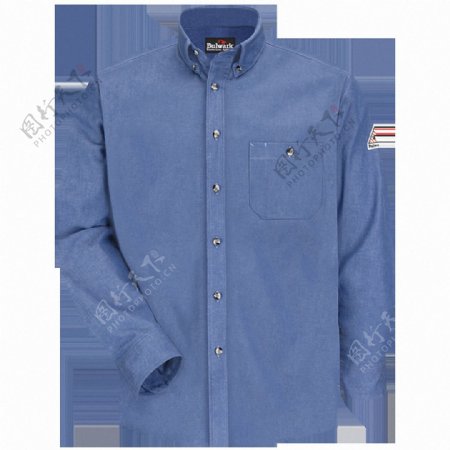 蓝色立领衬衫免抠png透明素材