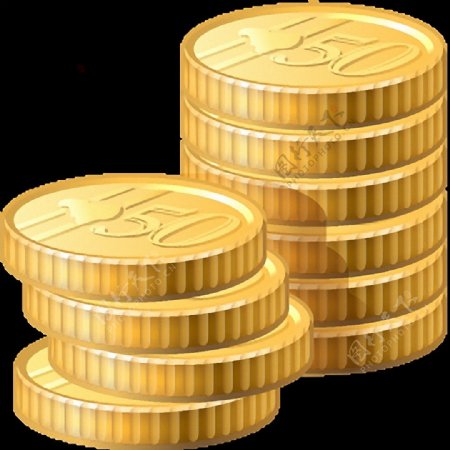 堆起来的金色硬币免抠png透明素材