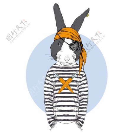手绘彩绘兔子头围巾休闲衣服装饰画