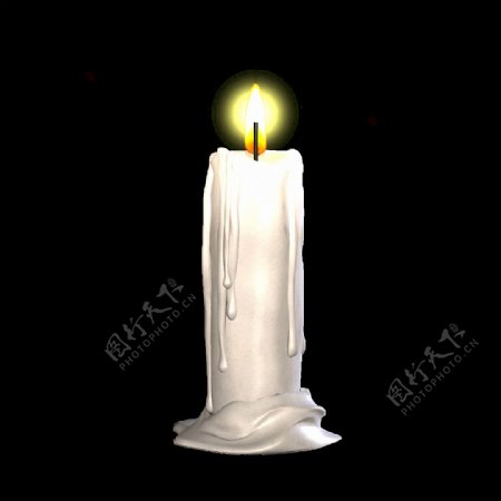 白色点燃的蜡烛免抠png透明图层素材