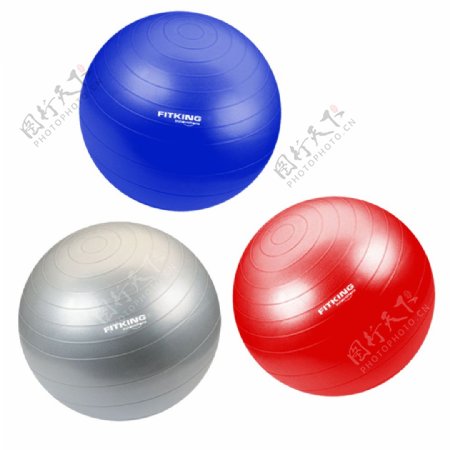三个颜色的健身球免抠png透明图层素材