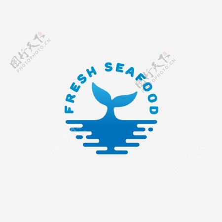 蓝色抽象海洋海鲜logo