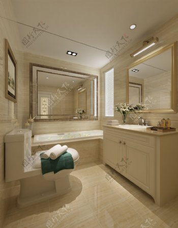 暖色浴室欧式效果图