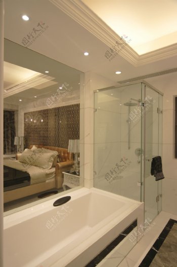 欧式室内效果图白色浴缸