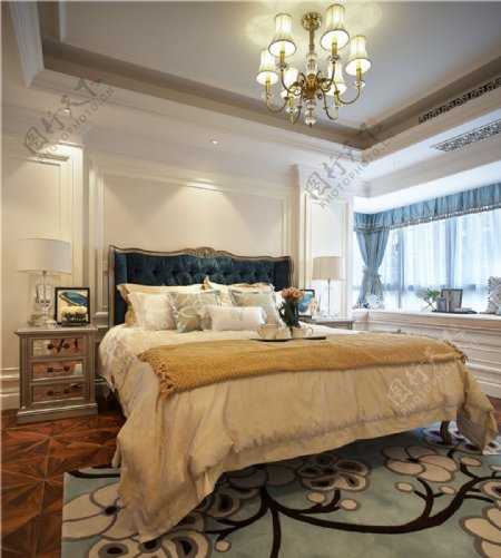 欧式时尚卧室飘窗地毯装修效果图